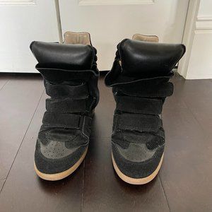 Isabel Marant Black Python Bekett Wedge Sneakers - Size 38 - US 7